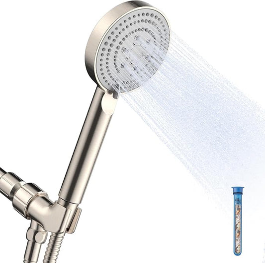 OFFO Filtered Shower Head with Handheld, 20 Stage Shower Head with Filters with 60" Stainless Steel Hose & Holder, 4” High Pressure 6-Mode to Remove Chlorine, Brushed Nickel
