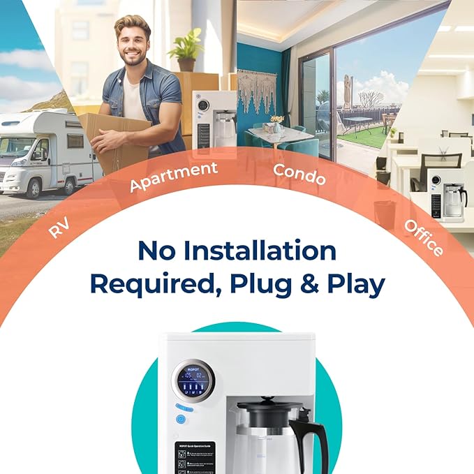 Bluevua RO100ROPOT Countertop Reverse Osmosis Water Filter System, Portable RO Filtration with Remineralization, No Installation, WQA Certified - ROPOT, 5-Stage RO