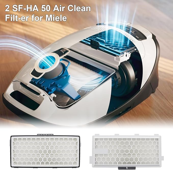 Active AirClean SF-HA50 Filter Replacement Compatible with Miele Vacuum Cleaner HA50 S4 S5 S6 S8 S8000 S8999 S6000 S6999 Series,Complete C2 C3 (2 Pack)