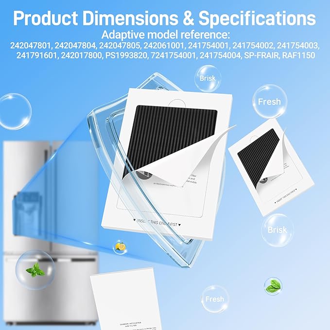 Funmit Refrigerator Air Filter Replacement Compatible with Frigidaire PAULTRA Pure Air Ultra and Electrolux EAFCBF Fridge Replace 242061001, 242047801, 242047804-3 Pack