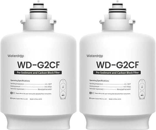 Waterdrop G2-2CF Filter, Replacement for G2 & G2P600 Reverse Osmosis System, 12-month Lifetime, 2-Pack