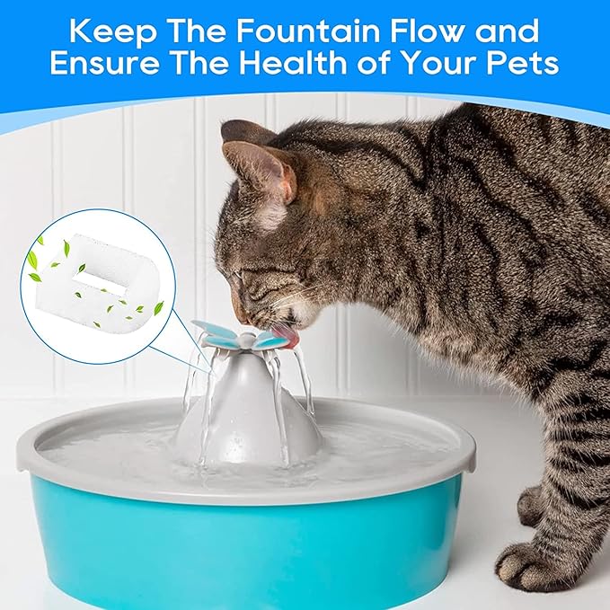 Cat Water Fountain Filter Compatible with Petsafe Water Fountain, for Drinkwell Pet Fountain Filters, Replacement Foam Filters for 360 Pet Fountain Seaside Pagoda 1/2 Gallon Fountains 8PCS