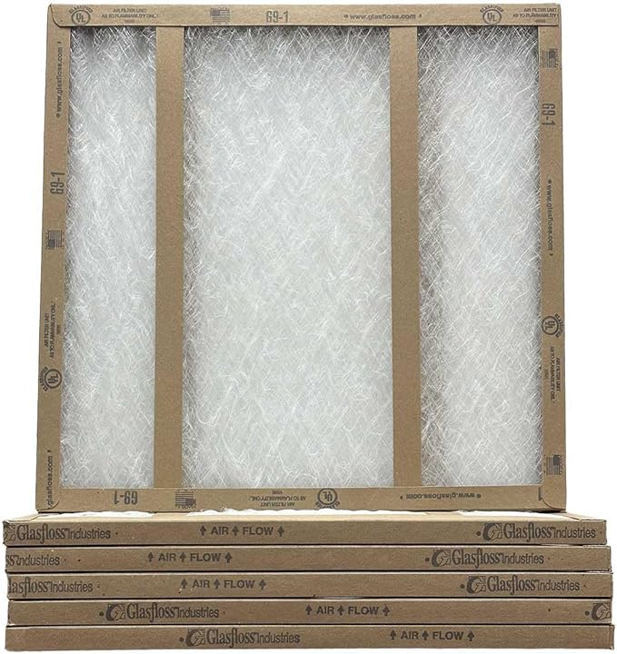 14x14x1 Glasfloss Fiberglass Air Filter, Double Strut, GDS Series, Made in USA, Actual Size: 13 5/8 x 13 5/8 x 3/4 (Box of 6)