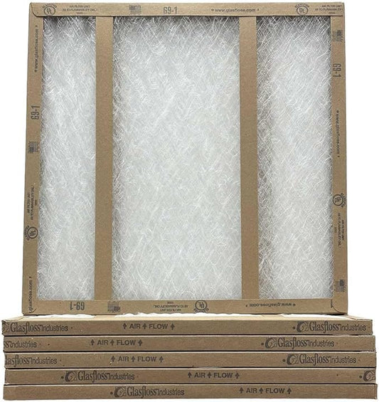 14x14x1 Glasfloss Fiberglass Air Filter, Double Strut, GDS Series, Made in USA, Actual Size: 13 5/8 x 13 5/8 x 3/4 (Box of 6)
