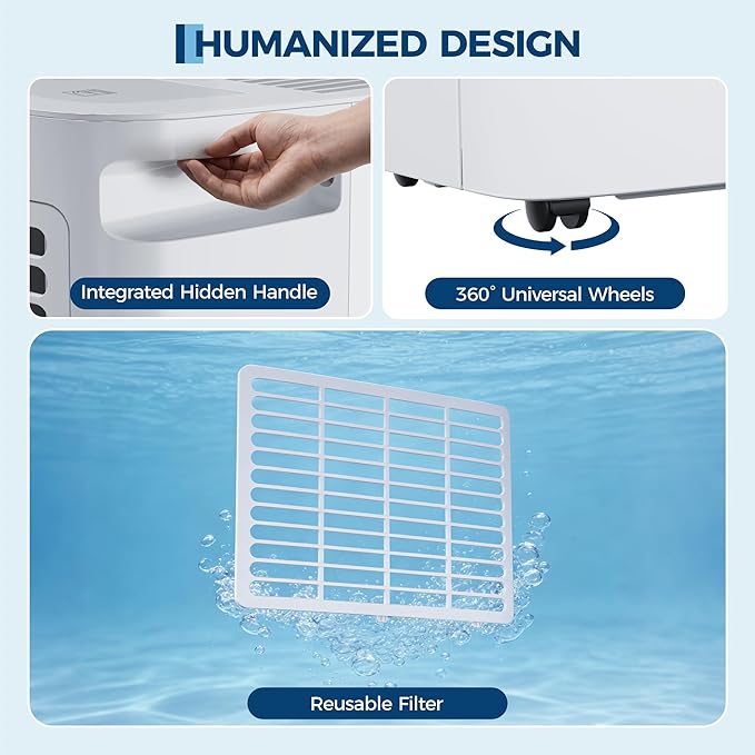 Garvee 50 Pint Dehumidifier for up to 5,500 Sq Ft, with Reusable Air Filter 2.4 Gallon Water Tank, Compact for Home, Basement, Large Sized Rooms, Bathroom