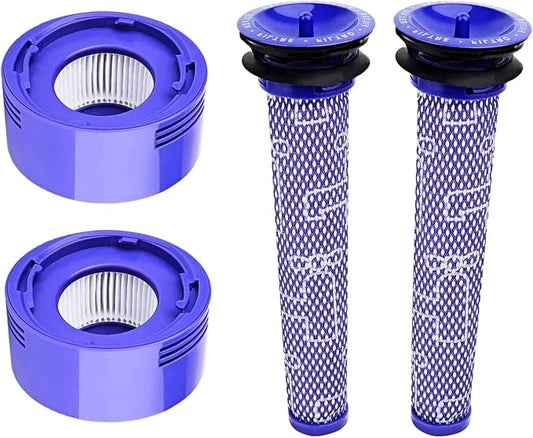 4 Pack Replacement Kit Pre & Post Motor HEPA Filters for Dyson V7 V8 SV10 SV11 Absolute Animal Motorhead Vacuum Cleaner Part # 965661-01 & 967478-01
