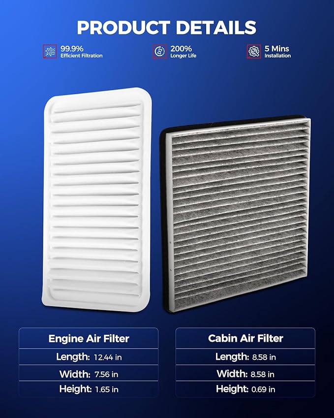 KAX Engine & Cabin Air Filter Kit, Replacement for Ford Escape 2013-2019 2.5L, Transit Connect 2014-2022 2.5L, Replace# CA11456 CF11920