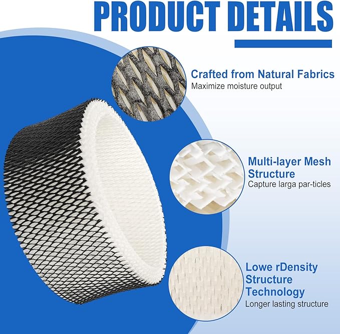 Podoy HWF62 Humidifier Filter Compatible with Holmes Sunbeam Humidifier Filter A, Replace HWF62 HWF62CS HWF62D SCM1100 SCM1701 SCM1702 SCM1762 SF212 HM1300 HM1761 (2 Pack)