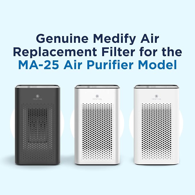 Medify MA-25 Genuine Replacement Filter Set for Allergens, Smoke, Wildfires, Dust, Odors, Pollen, Pet Dander | 3 in 1 with Pre-filter, True HEPA H13 and Activated Carbon for 99.9% Removal | 1-Pack