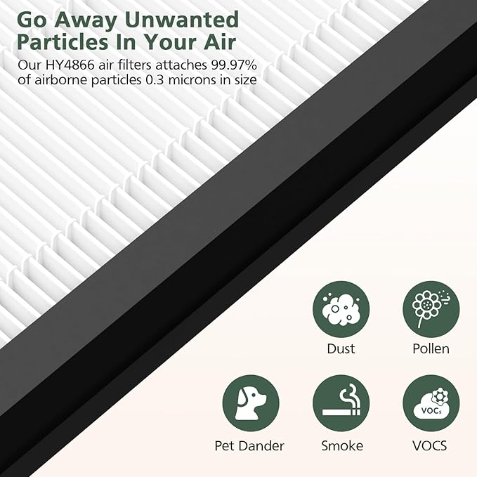HY4866 Replacement Filter Compatible with MORENTO HY4866, WESTHEY HY4866, YIOU M1 Air Purifier, 3-in-1 Filters (Extra 4 Pre-filter) Enhanced Version for HY4866, 4 Pack