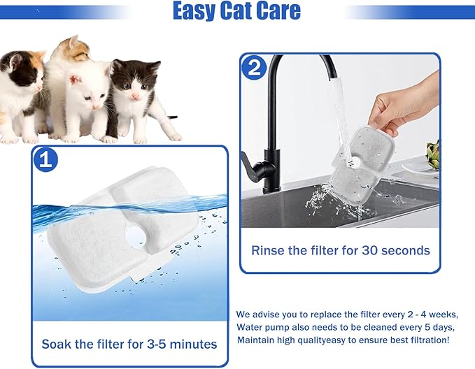 Cat Water Fountain Filter fit for Pet Fountain PLWF005/PLWF115/PLWF105,Pet FountainReplacement Filters (White, 8P)