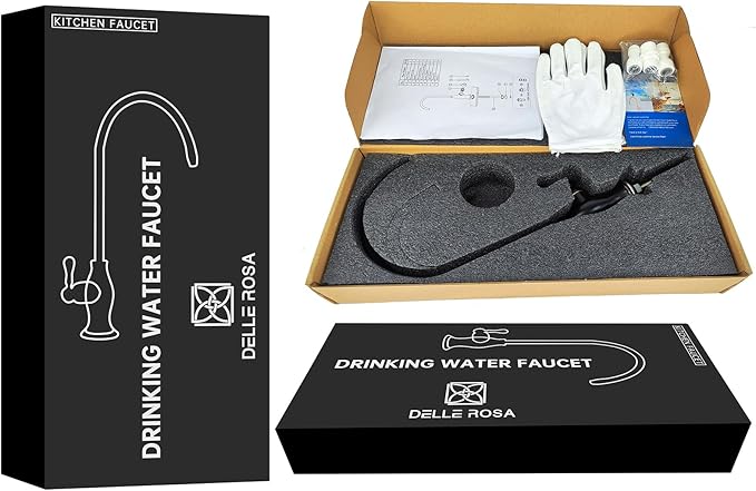 Delle Rosa Drinking Water Purifier Faucet, Commercial Water Filtration Faucets for Under Sink Water Filter System, Modern Stainless Steel Kitchen Bar Sink Drinking Water Faucet, Chrome,Non-Air Gap