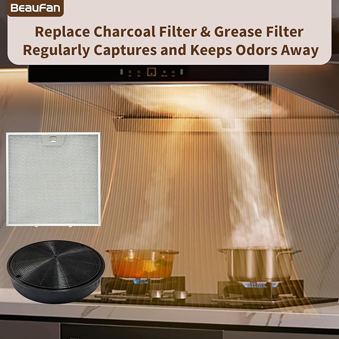 2 Pack WB02X24872 Range Vent Hood Grease Filter & 2 Pack JXCF72 WB02X24842 Charcoal Filter Compatible with GE Range Hoods JVW5301EJ1ES, JVW5301SJ1SS, JVW5301BJ1TS, JVW5301FJ1DS, JVW5301EJ2ES