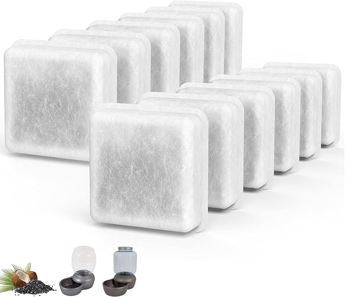 12-Pack Filters Replacement, Compatible with Petmate Replendish and Petmate Mason Pet water Fountains activated carbon filter