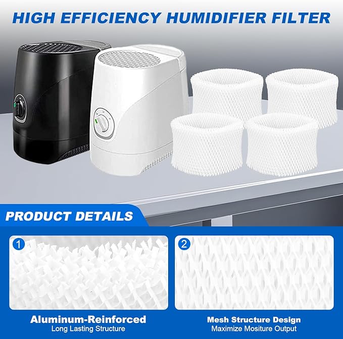 4 Pack Humidifier Wicking Filters Compatible with Honeywell HC-888, HC-888N, Humidifier Filter C Replacements for HC888 HCM-890 HEV-320 Series and Duracraft D88 DCM-200 DH-890