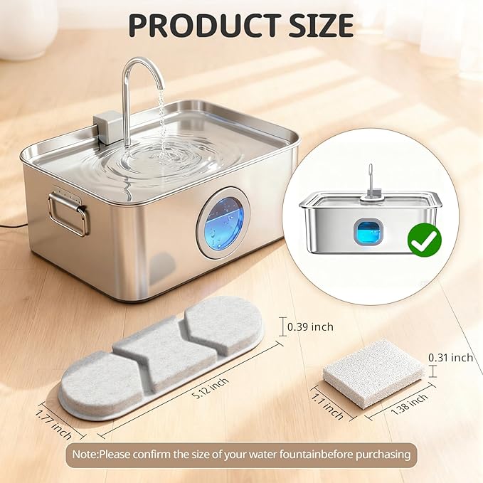 6 Packs Large Dogs Water Fountain Filters Specifically For The Models DYSJ01/FW120/WF160 With Capacities Of 4.2Gal/16L And 410oz/3.2Gal/12L Design And Production (6 Filters&6 Sponges)