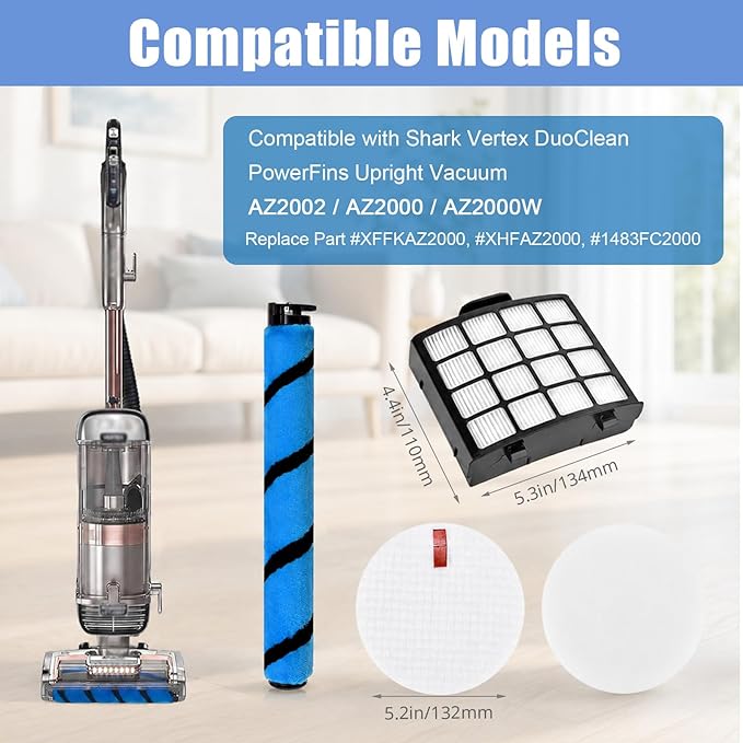 Alrens AZ2002 Filter Replacement Parts for Shark AZ2000 AZ2002 AZ2000W Vertex DuoClean PowerFins Upright Vacuum Cleaner, Replace Part #XHFAZ2000 XFFKAZ2000 1483FC2000
