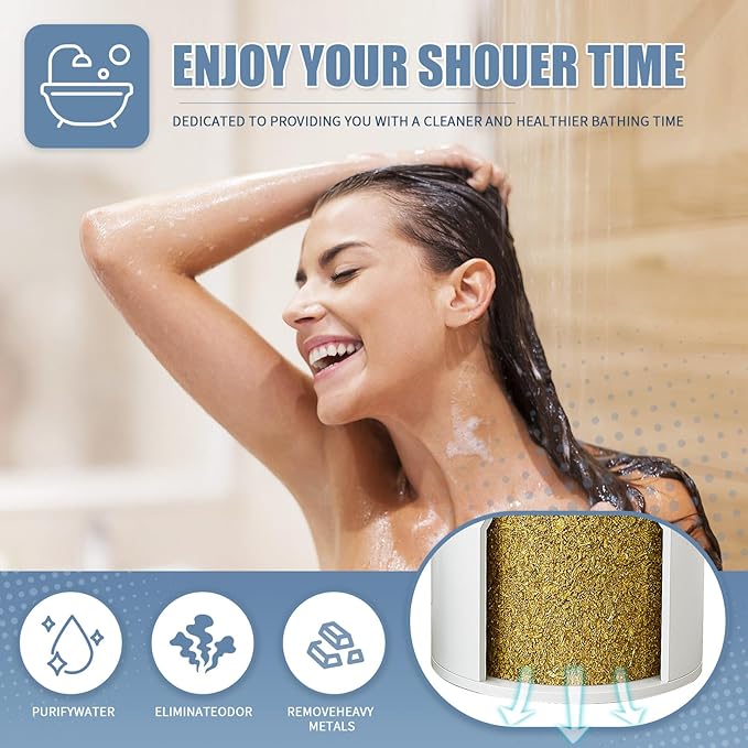 4-Pack Replacement Filter for JOLIE Shower Head, Compatible with JOLIE Shower Filter Cartridge, Reduces Chlorine, Heavy Metals & Impurities, Softens Skin & Hair