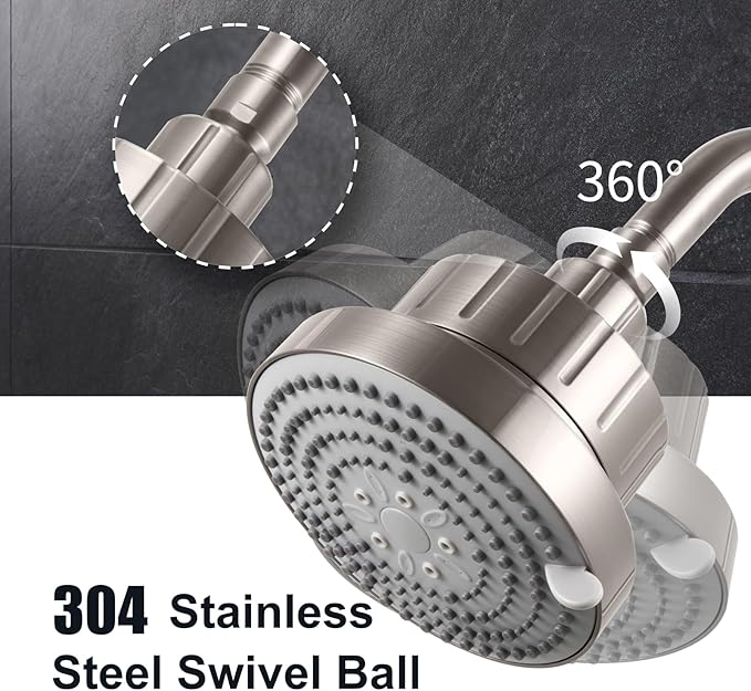 OFFO Filtered Shower Head, 20 Stage Shower Filter Head for Hard Water, 6 Modes High Pressure Shower Head with Filter for Remove Chlorine and Harmful, Brushed Nickel