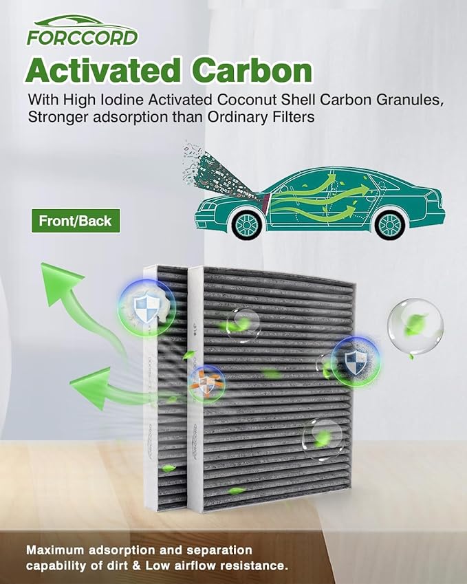 2-Pack HEPA Cabin Air Filter Fits for 2025-22 INFINITI QX55, 2025-19 QX50, 2026-21 Nissan Rogue Activated Carbon Cabin Filter Replacement 272775NA1A Car Accessories
