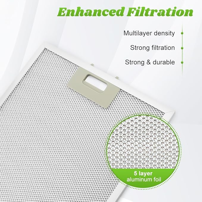 3pcs W10169961A 5 Layer Extractor Fan Silver Range Hood Filter, Aluminum Mesh Hood Grease Filter 10.5 x 12 Inch Fit for Whirlpool, Kitchen Aid, Range Hoods