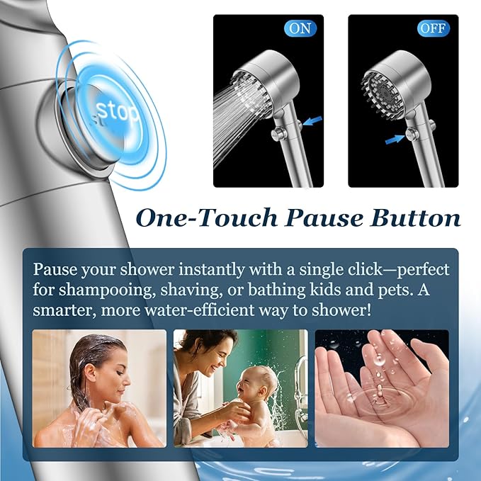 FEELSO Filtered Shower Head with Handheld, High Pressure 4 Spray Showerhead with Filters & Upgraded Anti-clog Nozzles for Hard Water -Remove Chlorine, Reduce Dry Itchy Skin -ON/OFF Switch