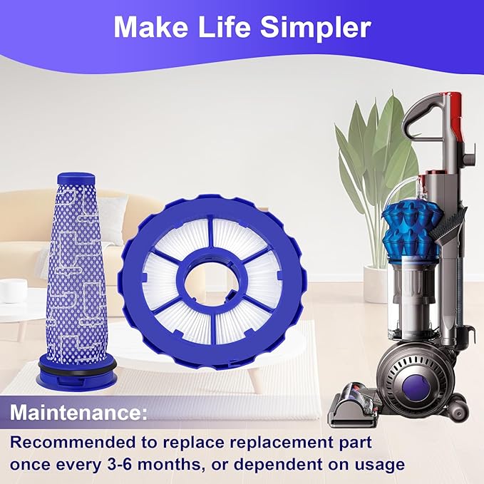 DC50 Filter Replacement Compatible with Dyson DC50 Animal & Multi Floor Exclusive Vacuum, 1 Pre-Filter & 1 Post-Motor Filter Washable, Compare to Part #965080-01 & 965081-01