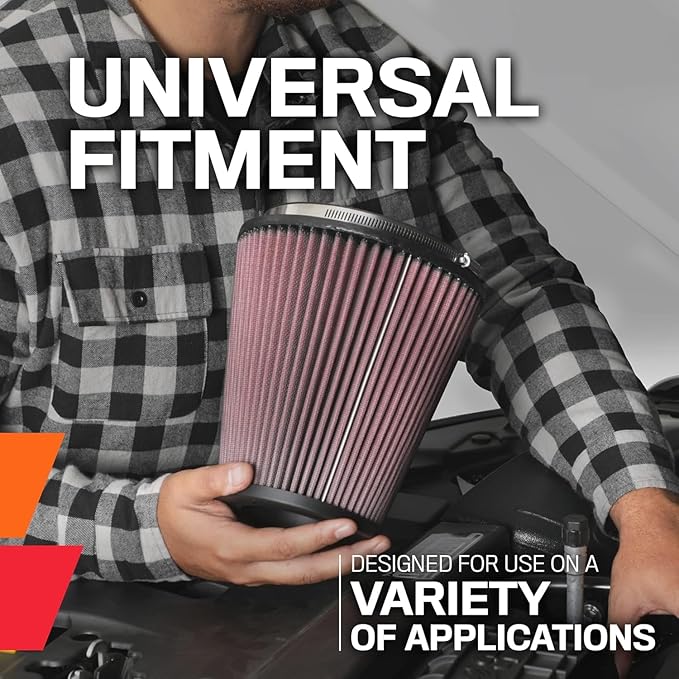 K&N High-Flow Original Lifetime Universal Clamp-On Air Filter: High Performance, Premium, Washable: Flange Diameter: 2.5 In, Filter Height: 5 In, Flange Length: 0.625 In, Shape: Round, RD-0710