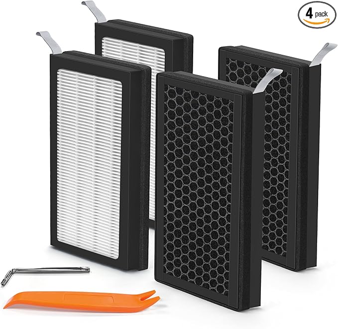Model 3/Y Air Filter Compatible with Tesla Model 3 Model Y Accessories 2016 to 2023 Version, Premium HEPA and Activated Carbon 2-IN-1 Cabin Air Filter, 2 Sets of Model 3 Filter Kit with Removal Tools