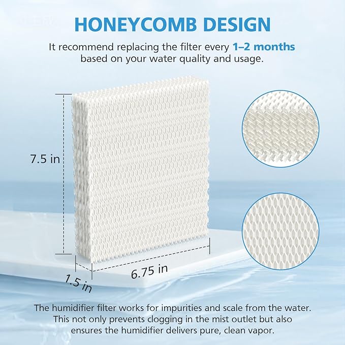 iSingo 6 Pack HFT600 Filter T Replacement, Compatible with Honeywell Tower Humidifier HEV615 & HEV620 Series, Replace Part # HFT600T & HFT600PDQ
