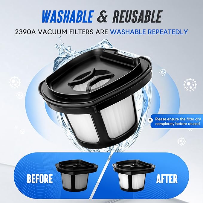 Improvedhand 2390A 2284W Vacuum Filter Replacement for Bi-ssell Pet Hair Eraser Filter Hand Vac 2390, 2389, 2284W Compare to Parts # 1614212 1614203 1614204, 4-Pack