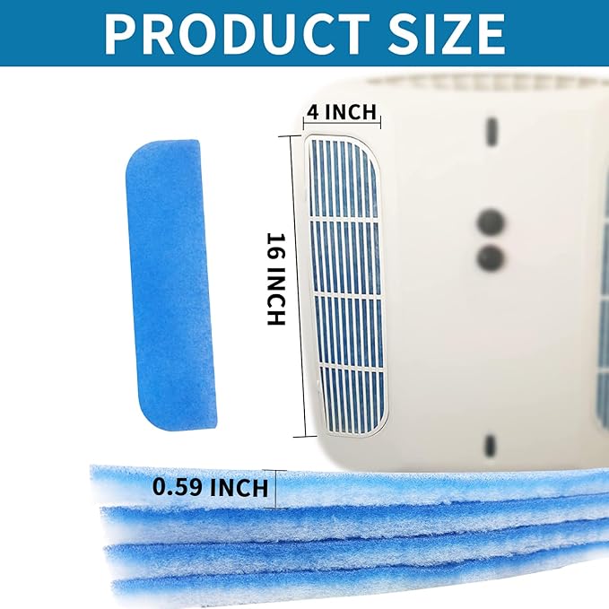 Tikfoam RV AC Filter 4 x 16 Inch RV Air Filters, MERV 6 Original Standard AC Filter 4 Filters