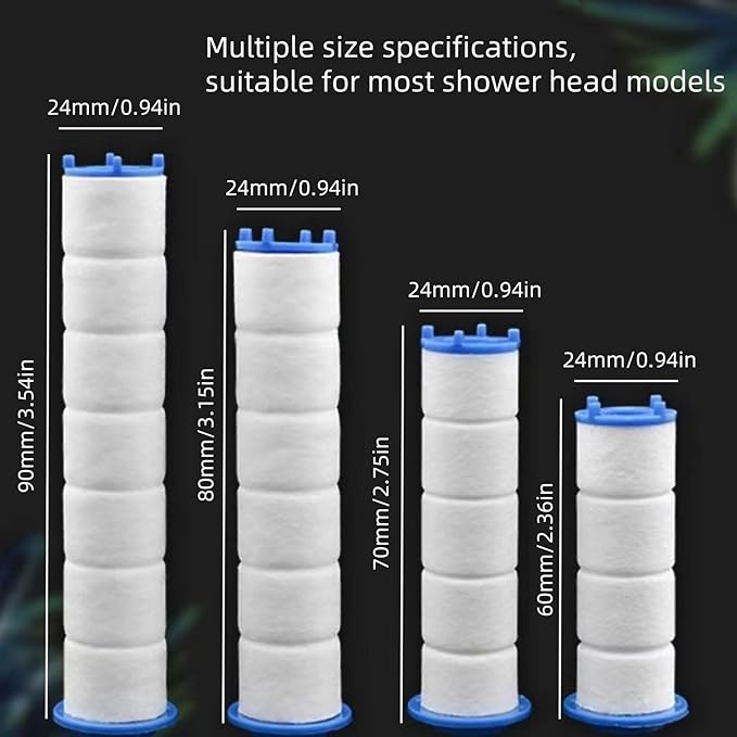 Shower head Filters 10 Pcs, Ion Shower Drops Head Filter, PP Cotton Filtered Shower Handheld, Filter Element Multiple Specifications, Suitable for Different Models of Shower Heads (White, 8cm/3.15in)