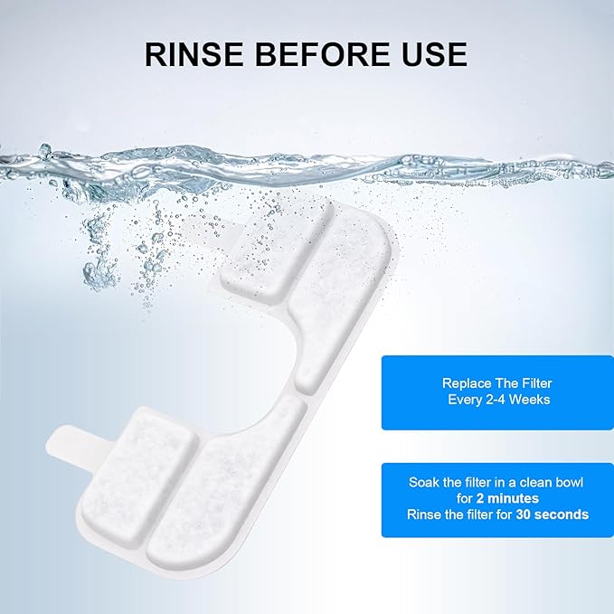 12 Pack Cat Water Fountain Filters Replacement & Pump Sponges Filter Compatible with Qinliy Q108 123oz/3.5L Wireless Cat Water Fountain, High Filtration Cat Water Filter