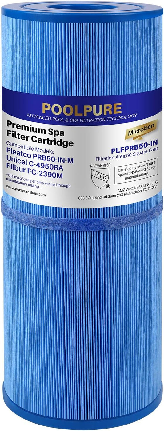 POOLPURE Replacement for Spa Filter Pleatco PRB50-IN-M, Unicel C-4950RA, Guardian 413-212-02, Filbur FC-2390M,17-2380,Jacuzzi J200 Series Filter,373045, 5X13 Hot Tub Filter, 1 Pack