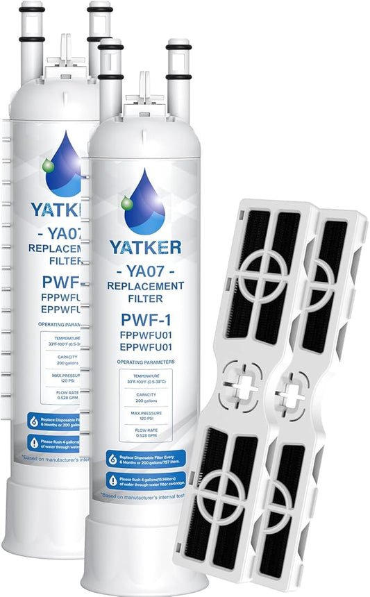 FPPWFU01 Water Filter Replacement for Frigidaire FPPWFU01 Water Filter, Compatible with PurePour PWF-1,EPPWF01 PureAdvantage PWF-1 and PureAir AF-2 FRGPAAF2 Air Filter Combo（2+2）