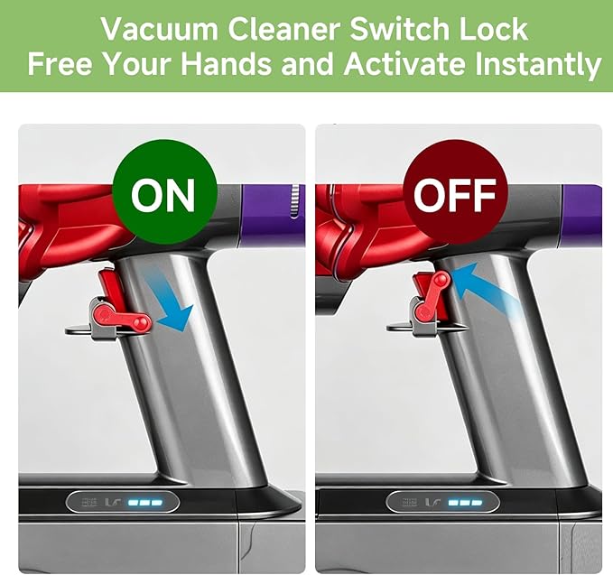 2 Pcs Vacuum Cleaner Power Button, On Off Control Clamp Compatible with Dyson Trigger Lock Switch Replacement Parts Accessories for Homeowners Elderly Users V6 V7 V8 V10 V11 V15
