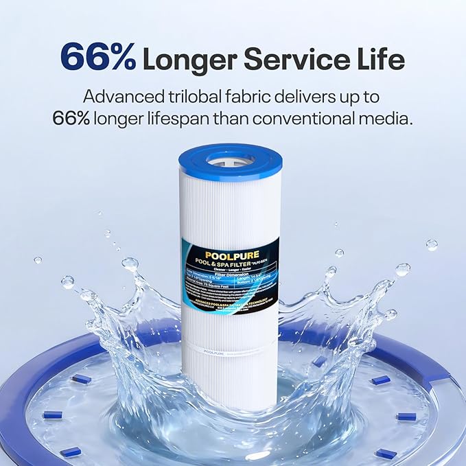 POOLPURE C-5374 Spa Filter Replaces Unicel C-5374, Pleatco PLBS75, Filbur FC-2971, 107092, R173600, 303433, 817-0015, Leisure Bay S2/GS Spa 75 sq.ft Hot Tub Filter Cartridge, 1pack