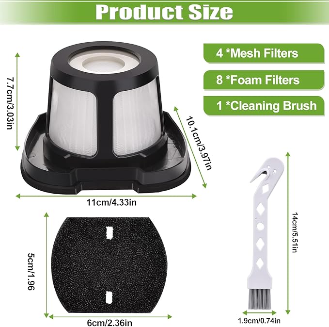 2390A 2284W Filter Replacement Compatible with Bissell Pet Hair Eraser Vacuum filter 2390A 2390 2389 2284W 2579, Compare to Parts # 1614212 1614203 1614204, 4 Mesh Filters and 8 Foam Filters