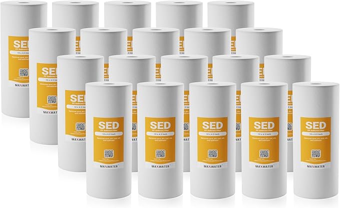 Max Water 10 Micron 10 x 4.5 inch Whole house Sediment Water Filter | Meltblown Polypropylene Well Water Filter Replacement Cartridges for DGD-5005, AP810, SDC-45-1001, GXWH30C, PP10BB (20 Pack)