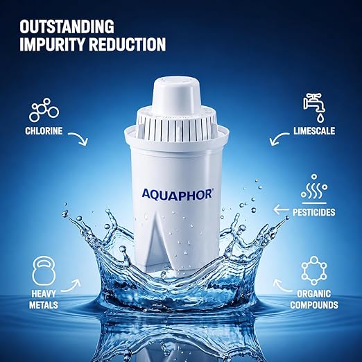 AQUAPHOR 12 Cup Opal Water Filter Pitcher with 1 x B15 Filter | Reduces Chlorine & Heavy Metals | Fast Flow Water Filtration | BPA-Free & Dishwasher Safe | Improved & Filtered Water | Black