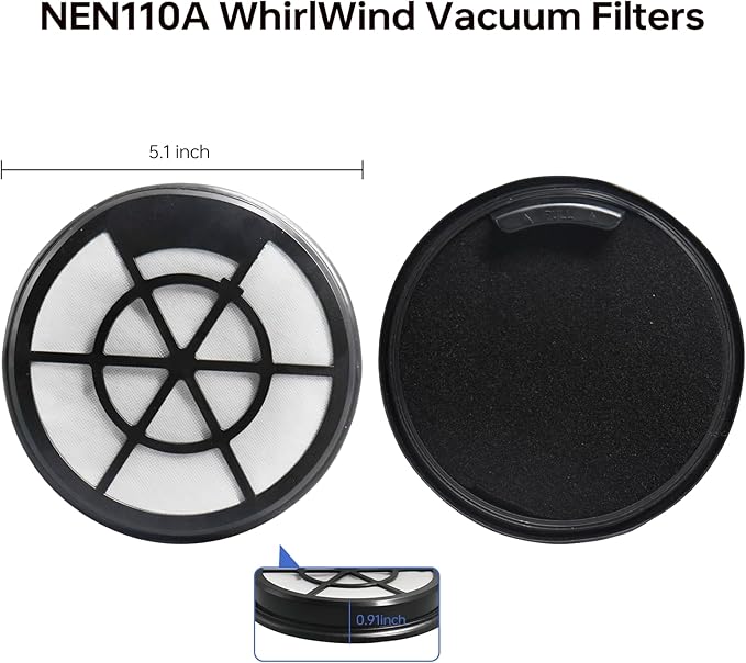 6 Pack NEN110A/NEN110B/NEN110D Vacuum Filters for Eureka, Compatible with Eureka WhirlWind Bagless Canister Vacuum Cleaner, Inlet Frame and Sponge Filter