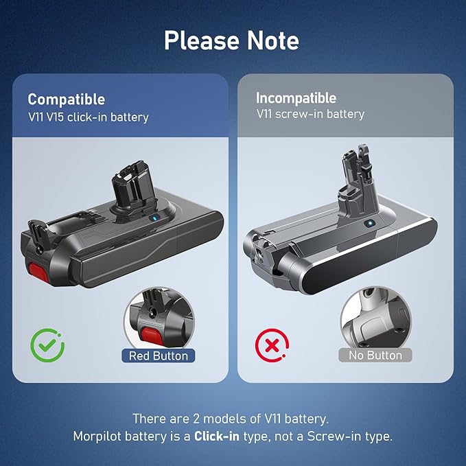 Keenstone 25.2V 8000mAh Upgrade Replacement Battery for Dyson V11, V11 Battery Replacement, Compatible with Dyson V11 V15 SV15 SV16 SV22 970425-01 Vacuum Cleaner(Only Available for Click-in Style)