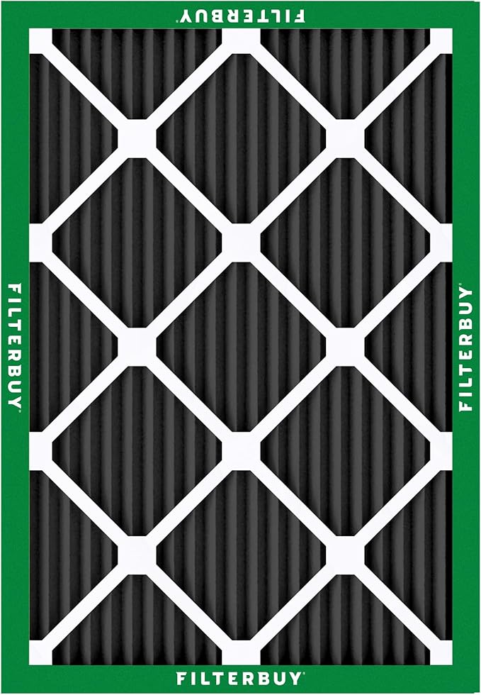 Filterbuy 20x23x1 Air Filter MERV 10 Odor & Allergy Defense with Activated Carbon (2-Pack), Electrostatic Pleated HVAC AC Furnace Filters Replacement, Made in USA (Actual Size: 19.50 x 22.50 x 0.75)