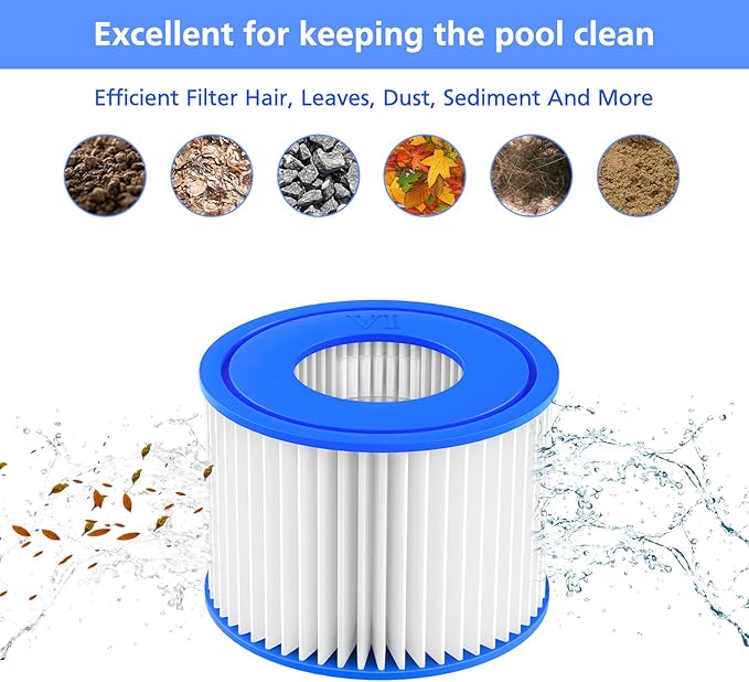 12 Pack Type VI Hot Tub Filter Cartridge Compatible with Lay-Z-Spa, Coleman SaluSpa 90352E 58323 90427E
