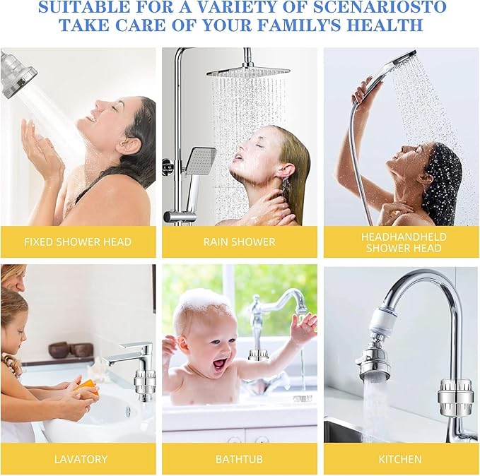 Shower Water Filter, 36-Stage High Output Filtered Shower Head, Shower Head Filter for Hard Water for Hard Water, Removes Chlorine, Fluoride (36 Stage Black Shower Filter)