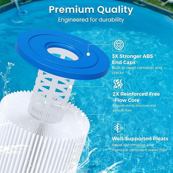 Future Way 6-Pack Type H Pool Filter Cartridge Replacement for Intex 330 GPH Filter Pump for Above Ground Pools