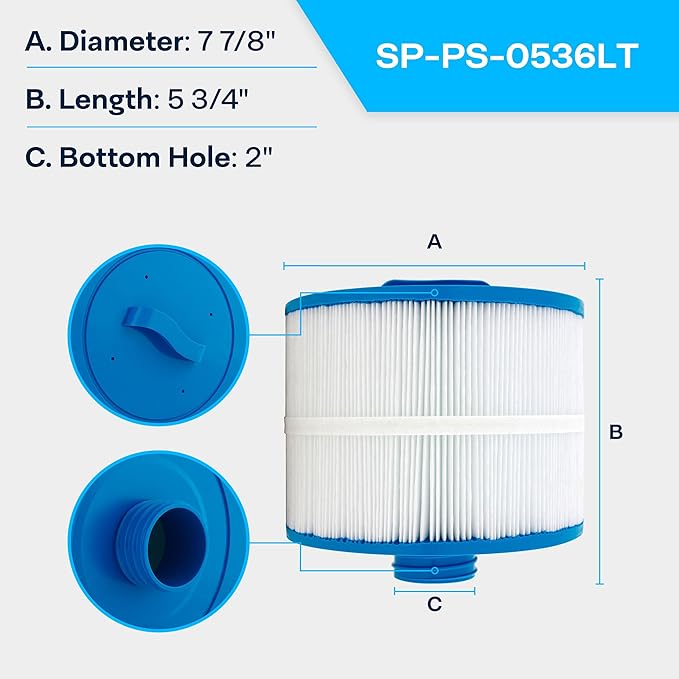 SpiroPure Replacement for Bullfrog Spa Filter PBF36 Wellspring 10-2870 Pleatco PBF36-M Unicel 8CH-951 Bullfrog 35 Spa Pool Cartridge (SAE Long Thread Version) (Case of 4)