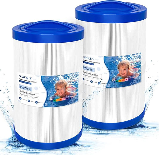 2 Pack PWW35L Hot Tub Filter Cartridge Replacement for Pleatco PWW35L, Unicel 4CH-935, Waterway 817-4035, Master Spas, Filbur FC-0170, 35 Sq.Ft Pool Spa Filter with 1-2/3" SAE Thread