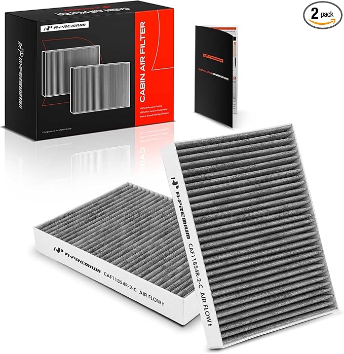A-Premium 2-PC Cabin Air Filter with Activated Carbon Compatible with Nissan Vehicles - Rogue (2014-2020), Rogue Sport (2017-2022), Qashqai (2017-2022) - Replace# 27277-4BU0A